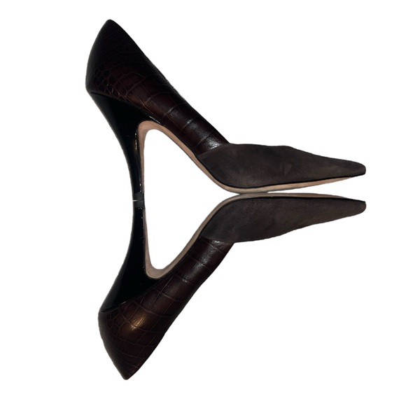 Elie Tahari Leather Suede Brown Colorblock Pumps Size 7 (37.5) - Picture 1 of 6